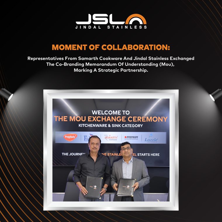 Samarth Cookware and Jindal Stainless exchanging the co-branding memorandum of understanding